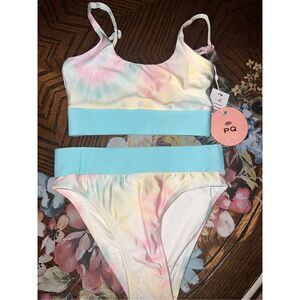 PilyQ PQ NWT Girls Tie Dye Banded Bikini High-end adjustable size 6